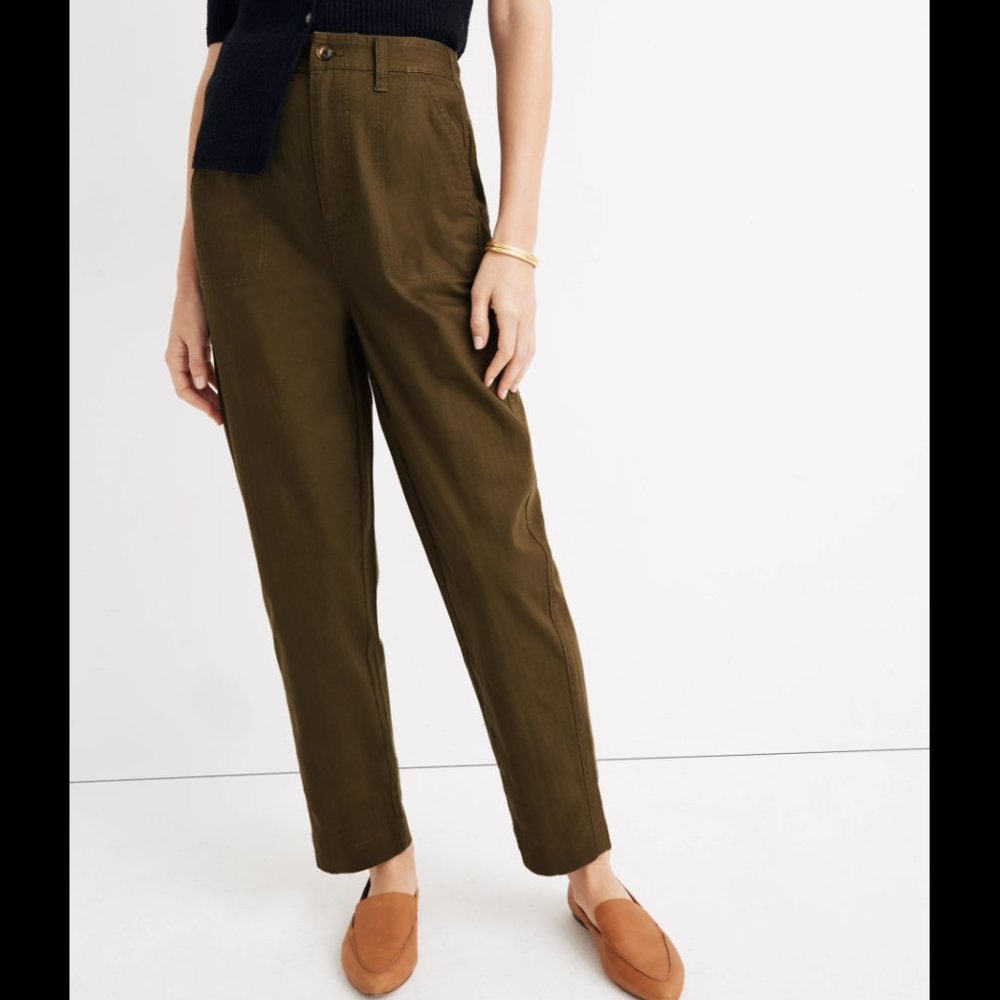 MADEWELL - CAMP PANTS - PULL ON UTILITY PANTS - OLIVE GREEN - LARGE